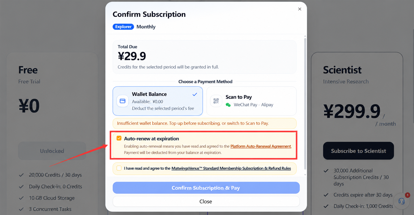 Enabling auto-renewal at expiry