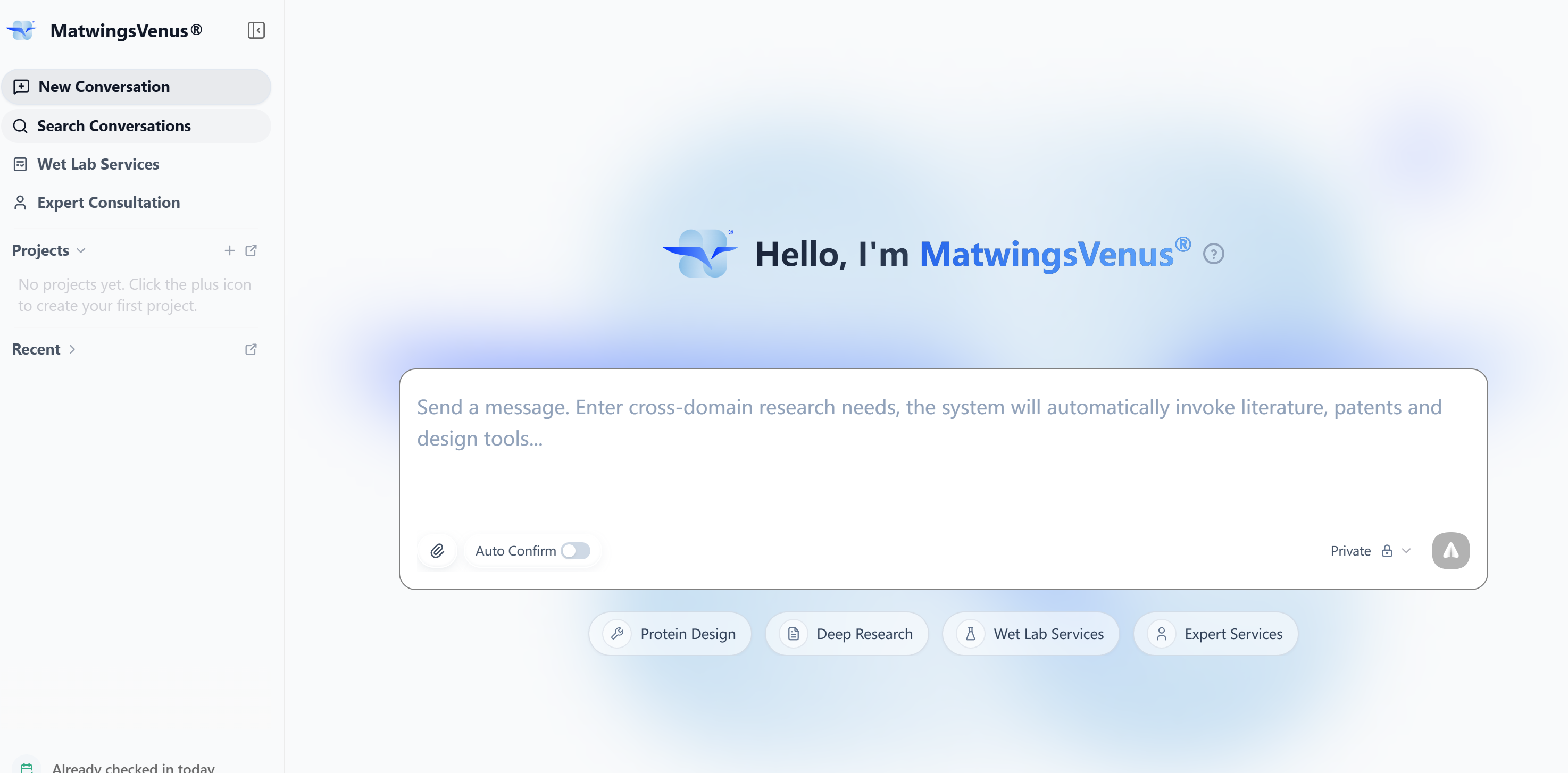 Conversations and projects navigation