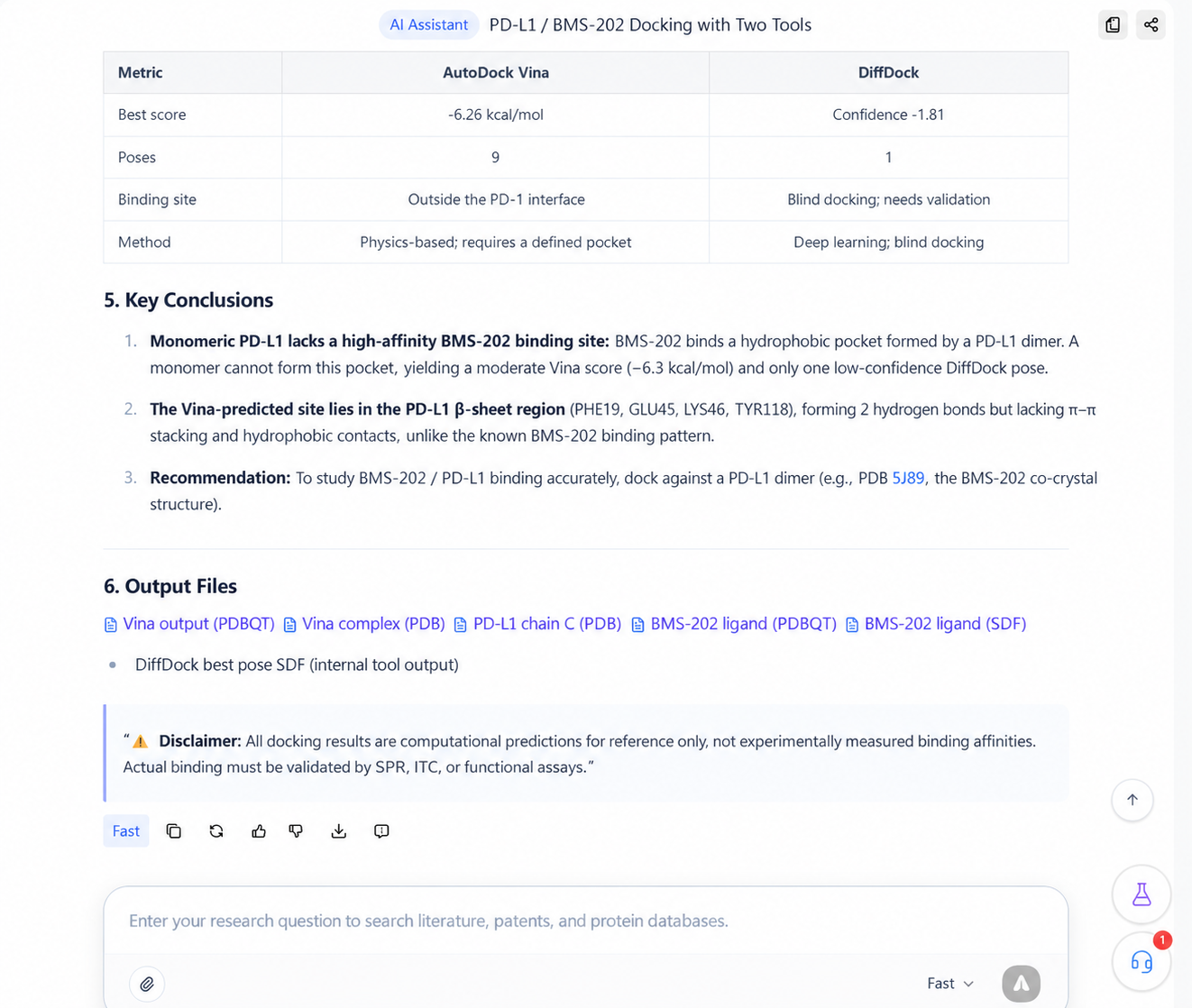 The final answer and output file links