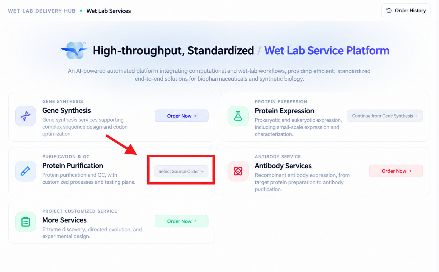 The protein purification entry and source-order restriction