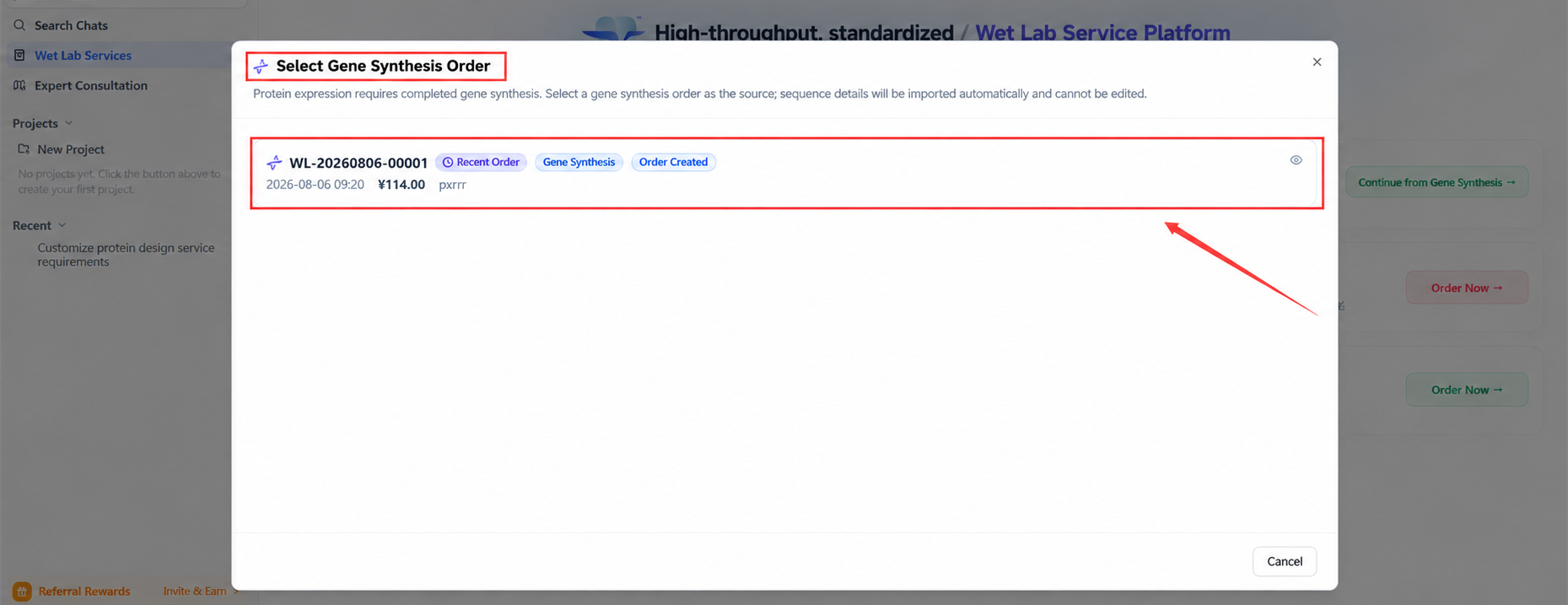 Selecting the source order for expression