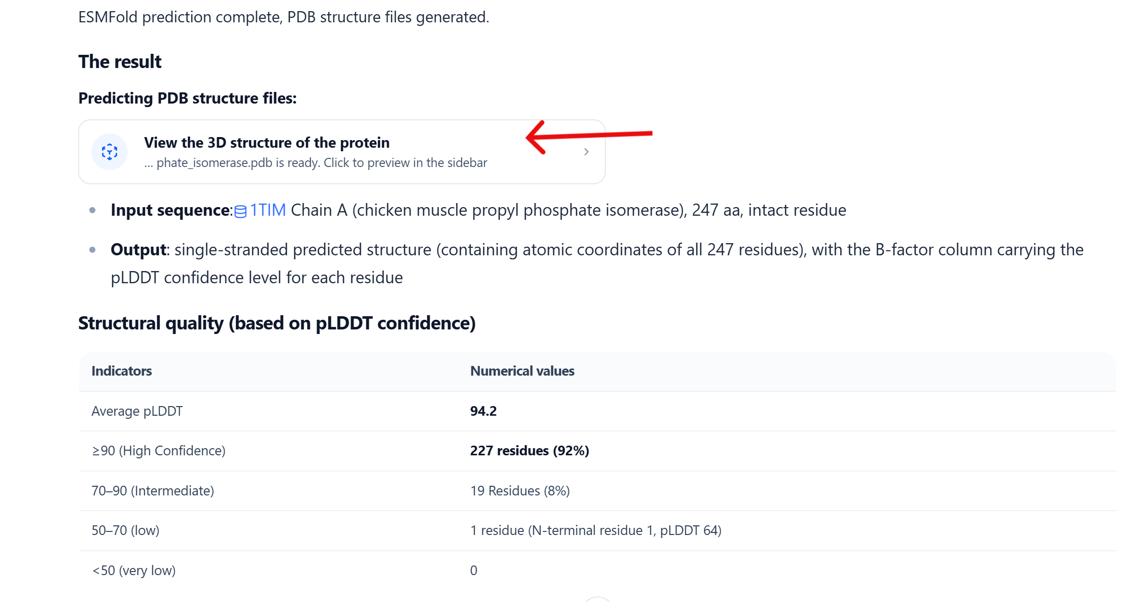 Opening a protein 3D structure from output files